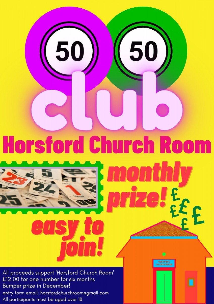 50 50 Club poster for Church Room